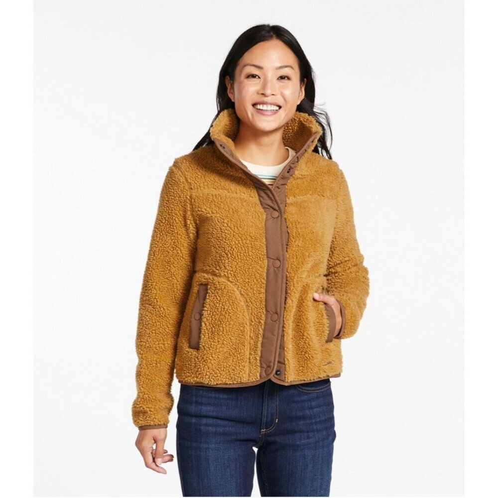 L.L Bean Sherpa Fleece Jacket Womens Size S Cozy Cabin Outdoors Gorpcore Warm